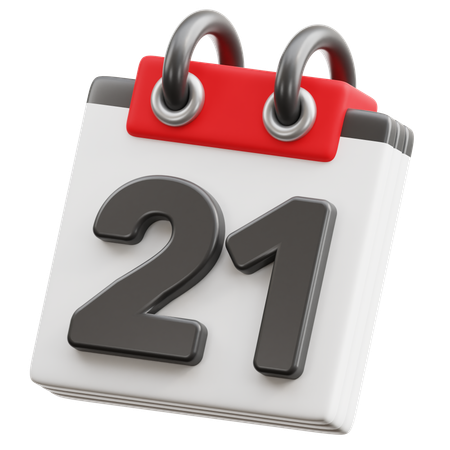 Fecha del calendario 21  3D Icon