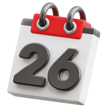 Fecha del calendario 26  3D Icon