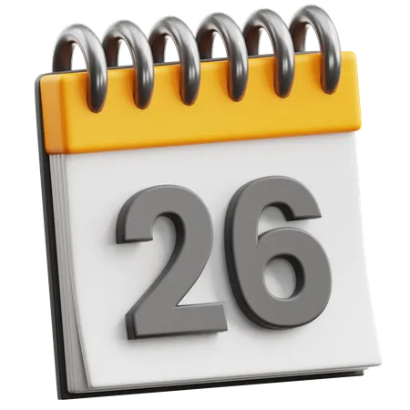 Fecha del calendario 26  3D Icon