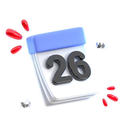 Fecha del calendario 26  3D Icon