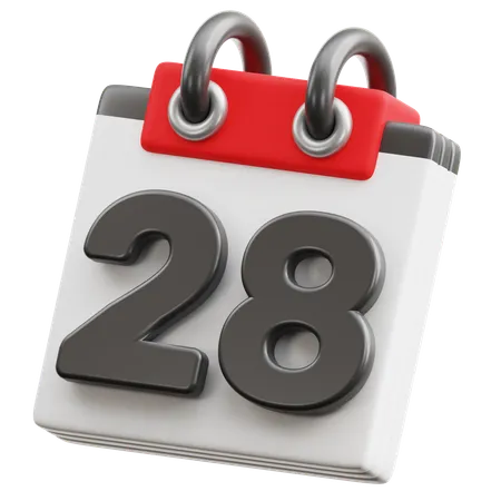 Fecha del calendario 28  3D Icon