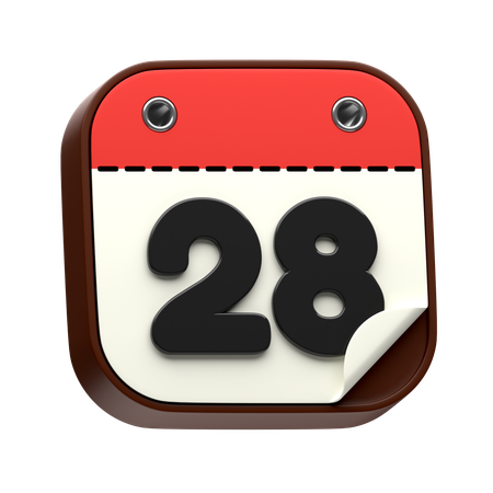 Fecha del calendario 28  3D Icon