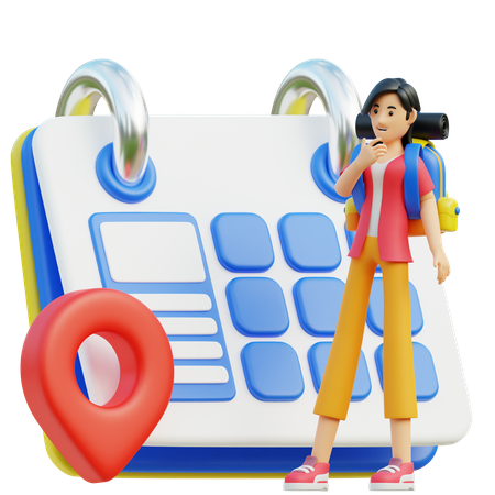 Olhar feminino para calendário  3D Icon