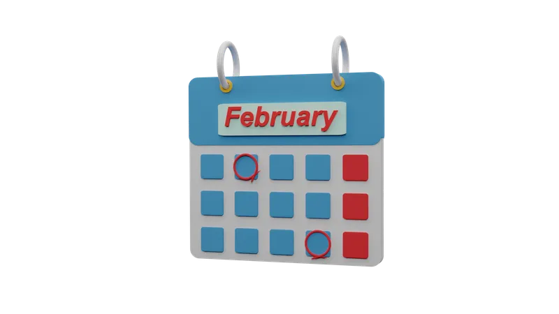 Calendário de fevereiro  3D Icon