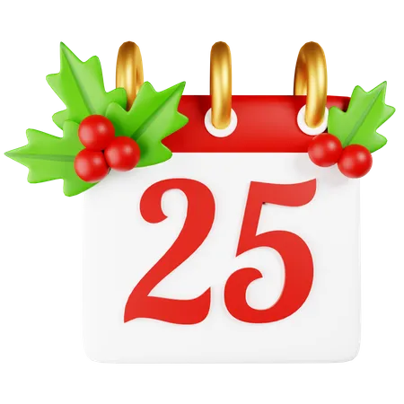 Calendario De Navidad 25 Icono 3 D 3D Icon