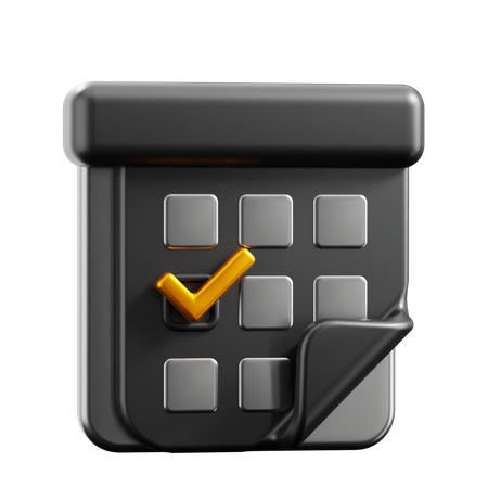 Calendario negro  3D Icon