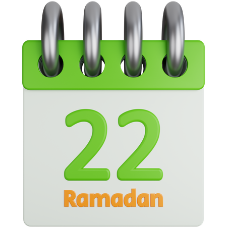 Calendário no dia 22 do Ramadã  3D Icon