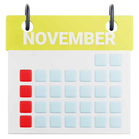 Calendário de novembro  3D Icon
