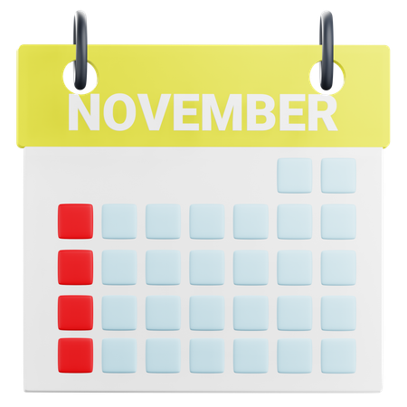 Calendario de noviembre  3D Icon