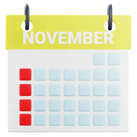 Calendario de noviembre  3D Icon