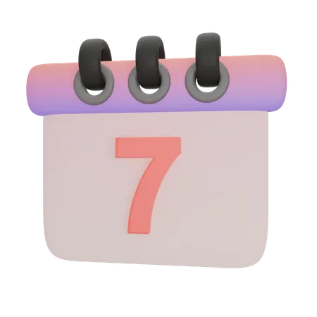 Calendário número sete  3D Icon