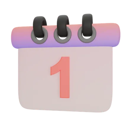 Calendario numero uno  3D Icon