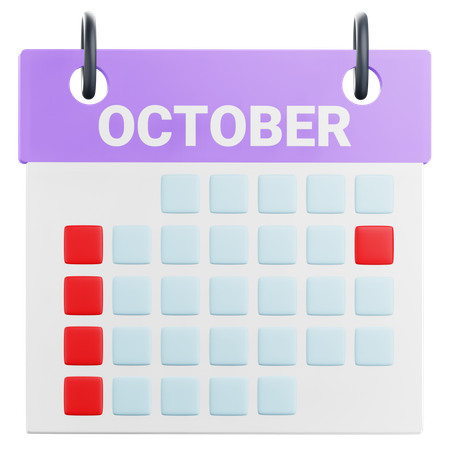 Calendário de outubro  3D Icon