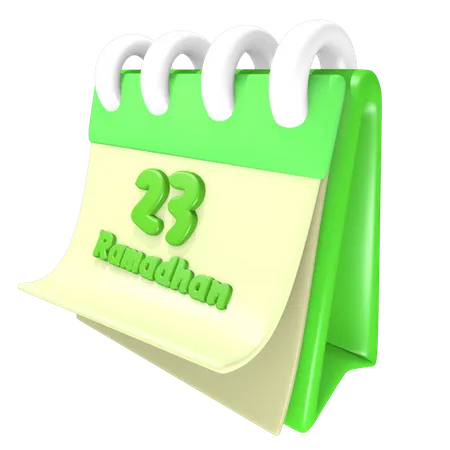 Calendario de ramadán 23 fecha  3D Illustration