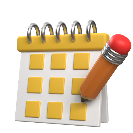 Calendario y lápiz  3D Icon