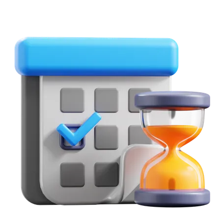 Calendario y reloj de arena  3D Icon