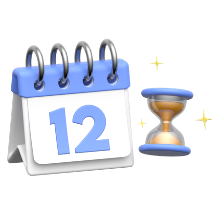 Calender With Hourglass  3D Icon