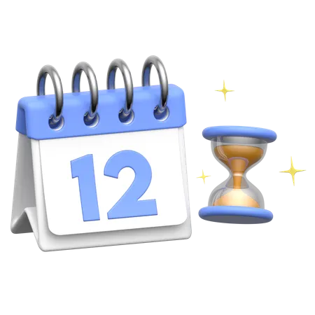 Calender With Hourglass  3D Icon