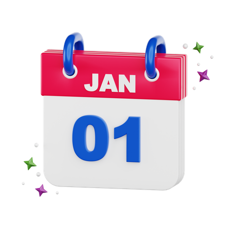 Calendrier 1 janvier  3D Icon