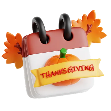 Calendrier de Thanksgiving citrouille  3D Icon