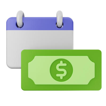 Calendrier argent dollar  3D Icon