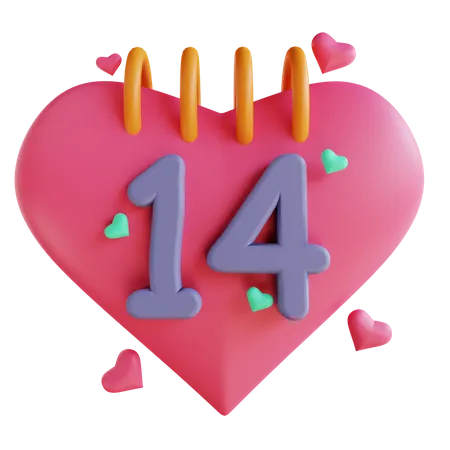 Calendrier coeur  3D Illustration