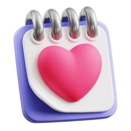 Calendrier coeur  3D Icon