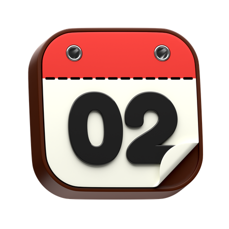 Date du calendrier 02  3D Icon