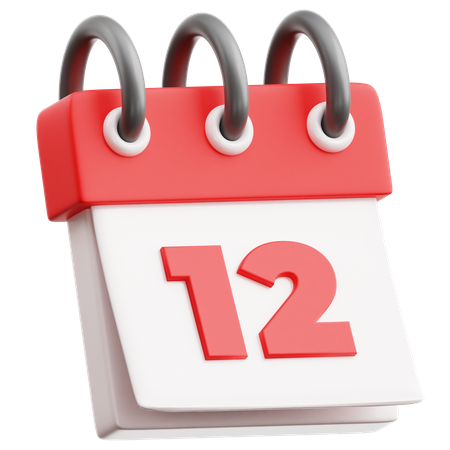 Date du calendrier 12  3D Icon