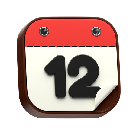 Date du calendrier 12  3D Icon