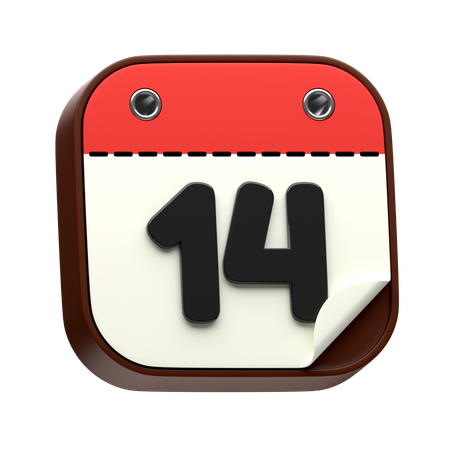 Date du calendrier 14  3D Icon