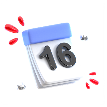 Date du calendrier 16  3D Icon