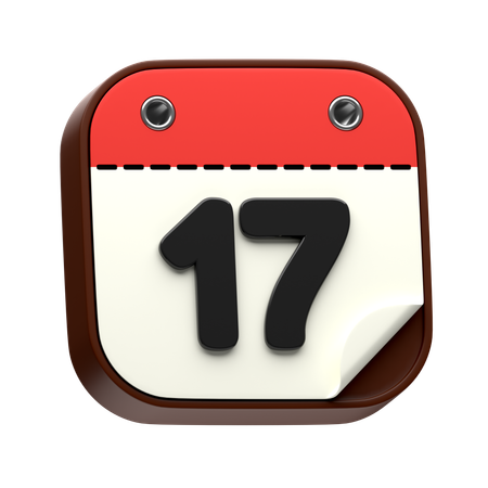 Date du calendrier 17  3D Icon