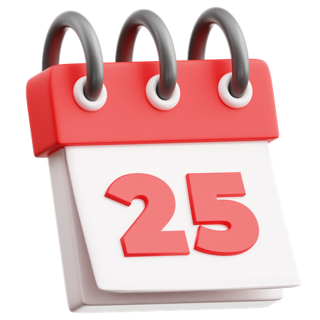 Date du calendrier 25  3D Icon