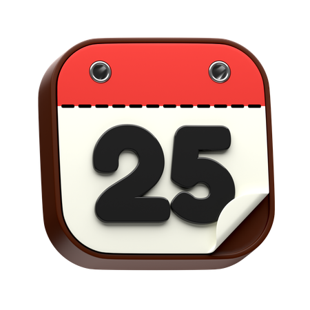 Date du calendrier 25  3D Icon