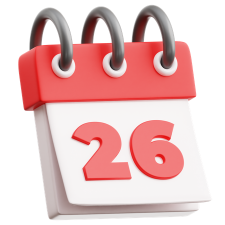 Date du calendrier 26  3D Icon