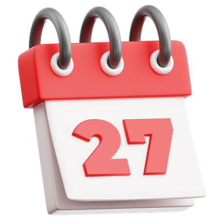 Date du calendrier 27  3D Icon