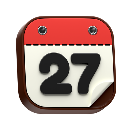 Date du calendrier 27  3D Icon