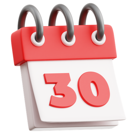 Date du calendrier 30  3D Icon