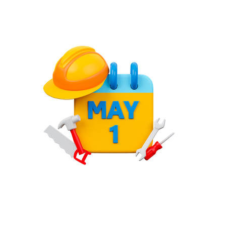 Calendrier de la fête du travail  3D Icon