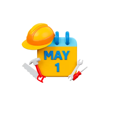 Calendrier de la fête du travail  3D Icon