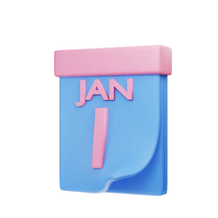 Calendrier du 1er janvier  3D Illustration