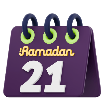 Calendrier du vingt et unième jour du Ramadan Célébration du Ramadan  3D Icon