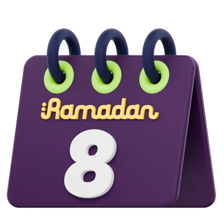 Calendrier du huitième jour du Ramadan Célébration du Ramadan  3D Icon