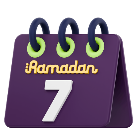 Calendrier du septième jour du Ramadan Célébration du Ramadan  3D Icon