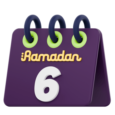 Calendrier du sixième jour du Ramadan Célébration du Ramadan  3D Icon