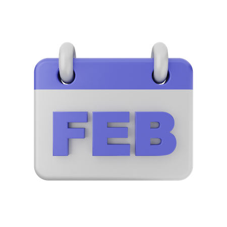 Calendrier de février  3D Icon