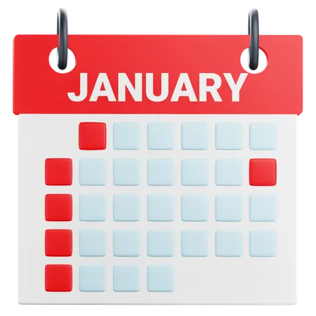 Calendrier de janvier  3D Icon