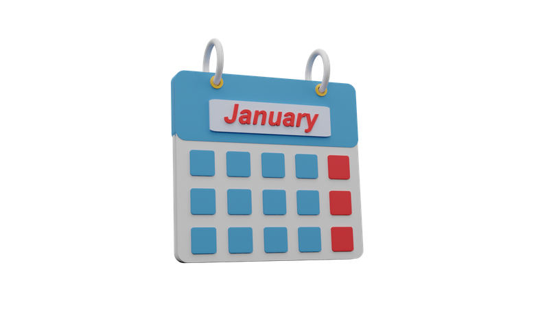 Calendrier de janvier  3D Icon