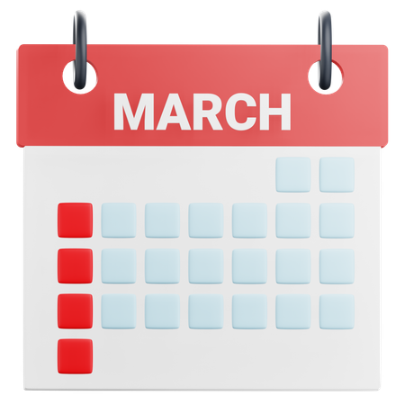 Calendrier de mars  3D Icon